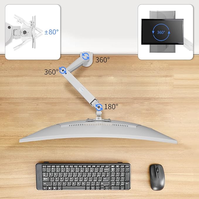 Gas Spring Monitor Arm 32 Inch, Adjustable Single Monitor Desk Mount - Image 7