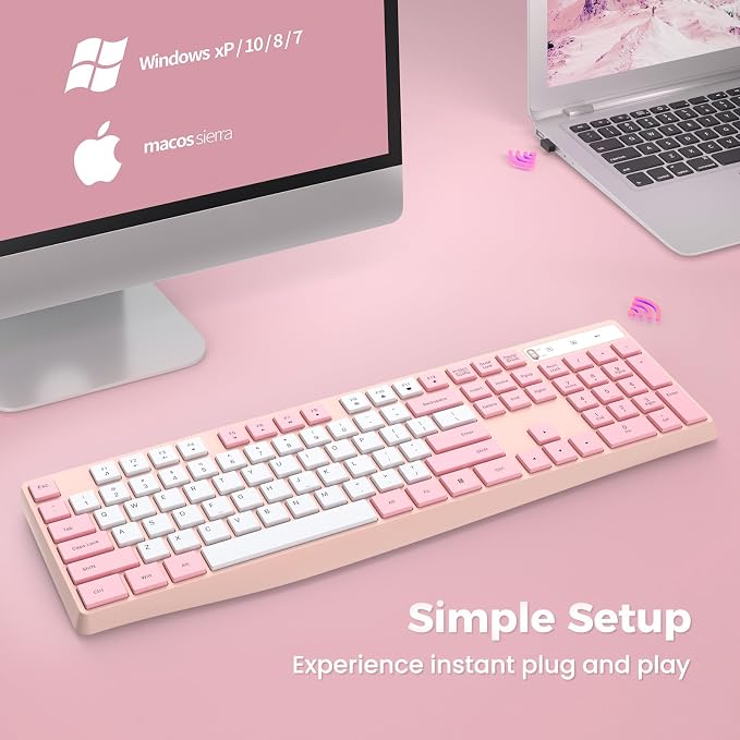Lovaky Wireless Keyboard, 2.4G Ergonomic Wireless Computer Keyboard, Enlarged - Image 2