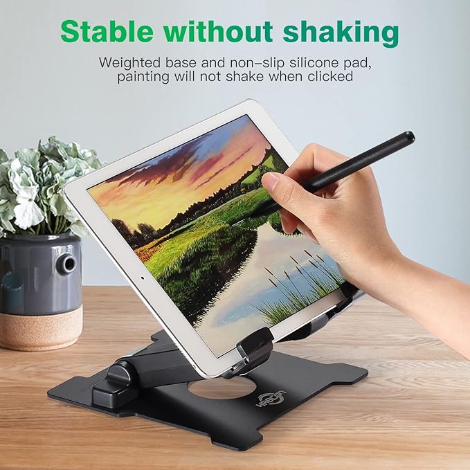 KABCON Tablet Stand, Adjustable Drawing Holder Eye-Level Aluminum Solid Stand - Image 4