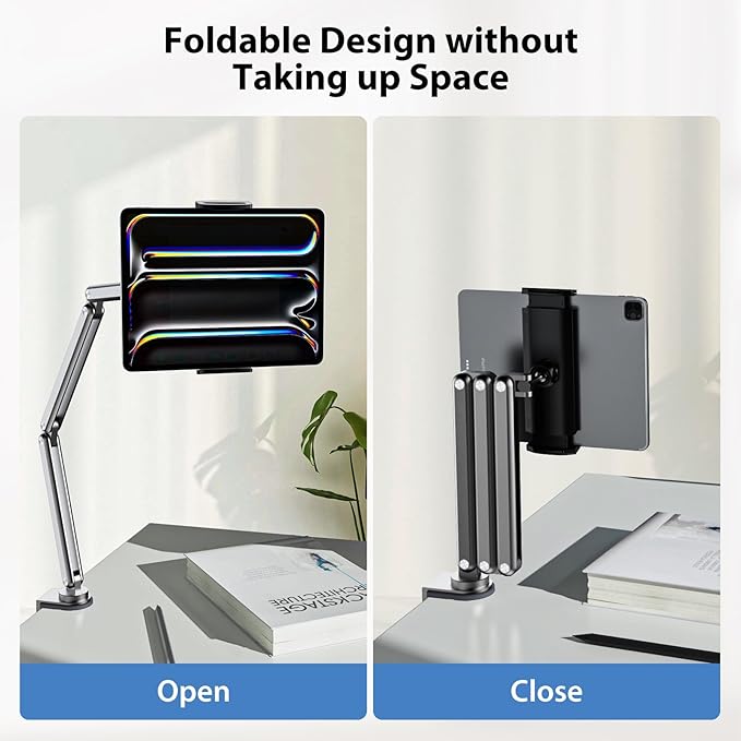Tablet Stand for Desk, Aluminum Alloy Foldable Tablet Arm Mount Holder - Image 5