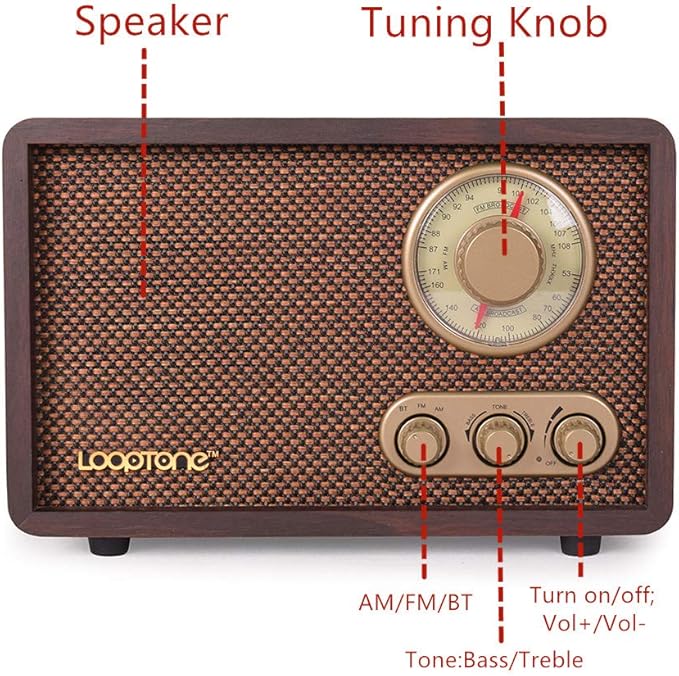 LoopTone FM AM Radio Retro Wood Radio - Image 4