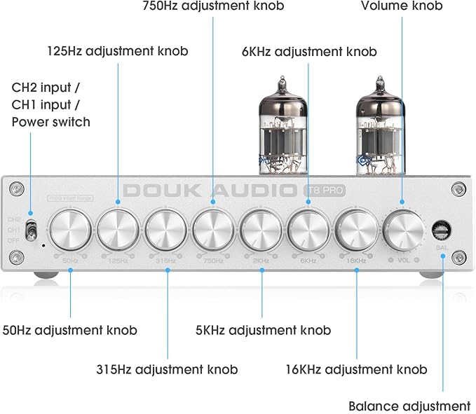 Douk Audio HiFi Vacuum Tube 7-Band EQ Preamp Equalizer XLR Pre-Amplifier Home - Image 6