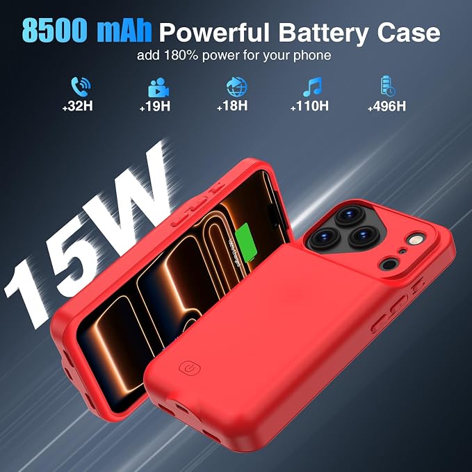 GIN FOXI Battery Case for iPhone 17 Pro, Charging Case Charger 8500mAh - Image 3