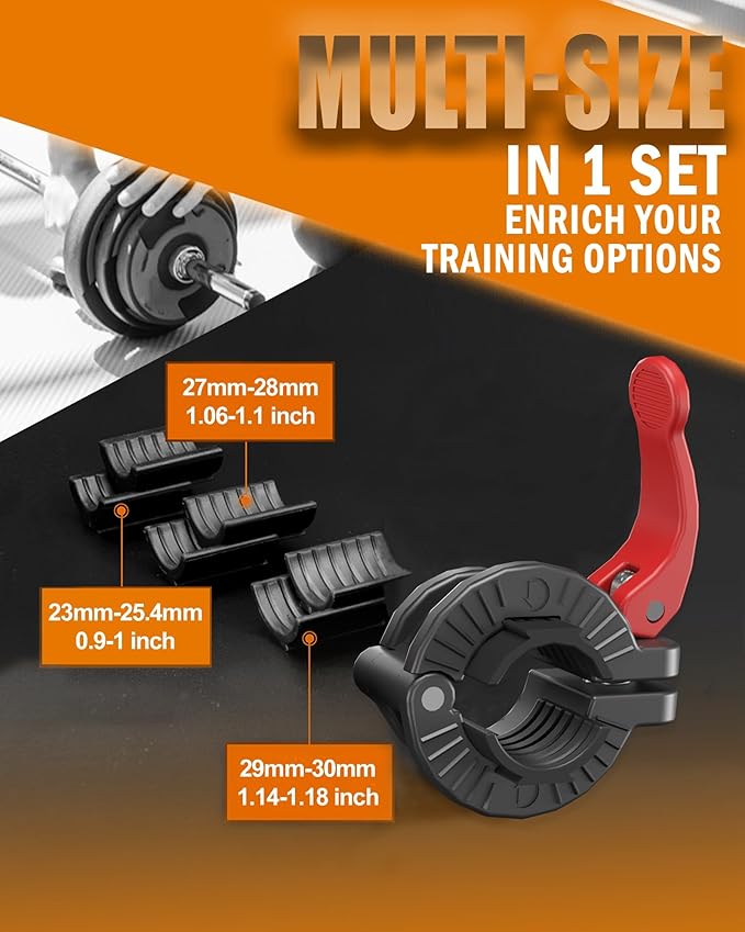 MAXRICH Barbell Clamp 1 inch Multiple Sizes & Adjustable Weight Clips - Image 2