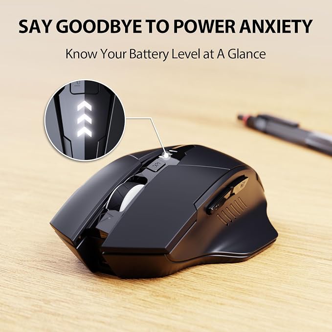 INPHIC Wireless Mouse Rechargeable, Upgraded Visible Battery, 2400 DPI - Image 3
