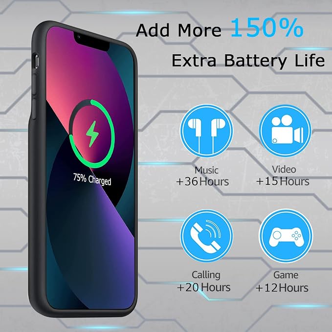 Battery Case for iPhone 12 Pro/ 12, Upgraded 10000mAh Rechargeable Portable - Image 2