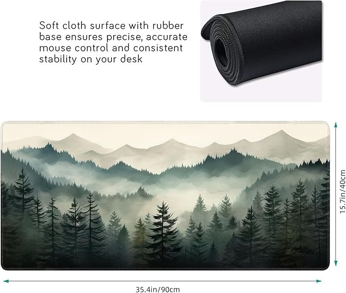 Misty Forest Large Mouse Pad, Gaming Keyboard Desk Pad, Extended Mouse Mat - Image 3