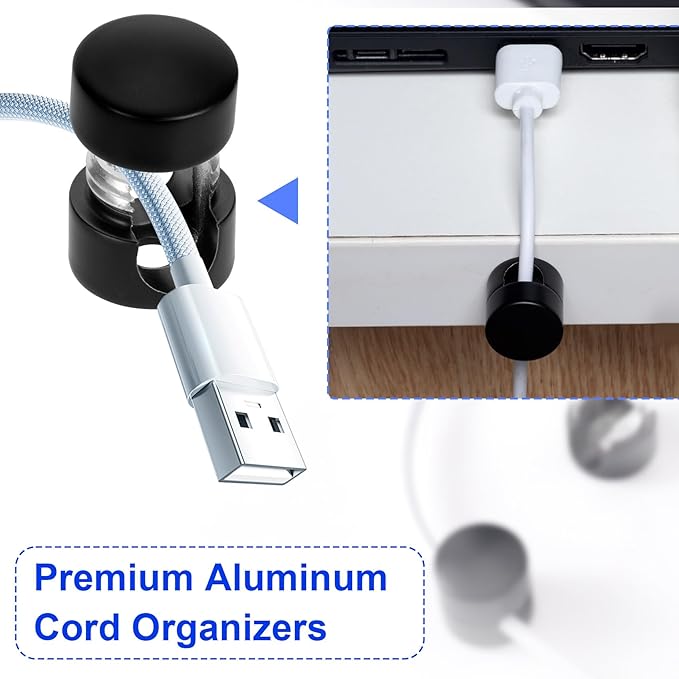 3 Sets Charger Holders for Cords, Matte Black Color Adjustable Cable Anchor - Image 5
