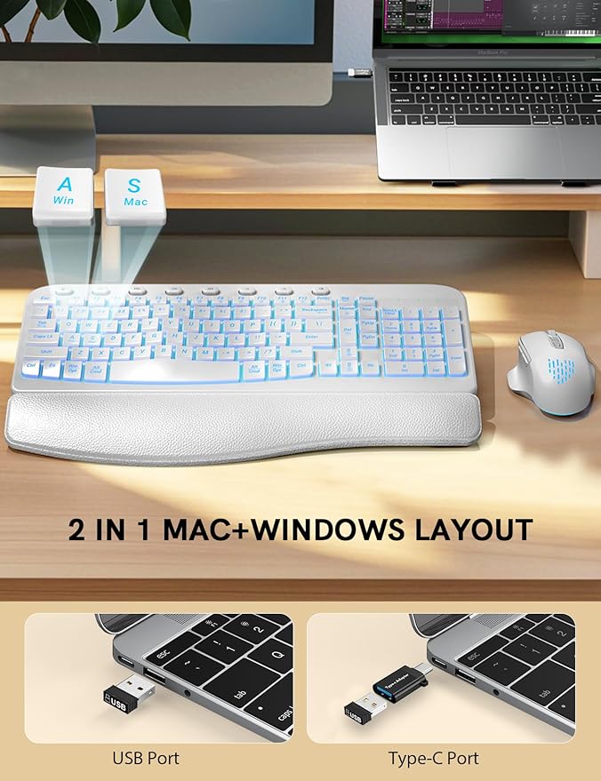 SABLUTE Ergonomic Wireless Keyboard and Mouse Combo - Image 5