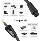 Elecan Mini Toslink to Toslink Digital Optical S/PDIF Audio Cable 4 Ft - Image 6