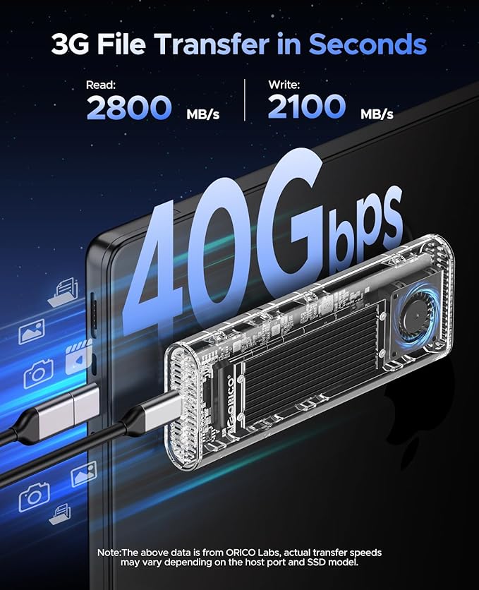 ORICO 40Gbps M.2 NVMe SSD Enclosure - Image 2
