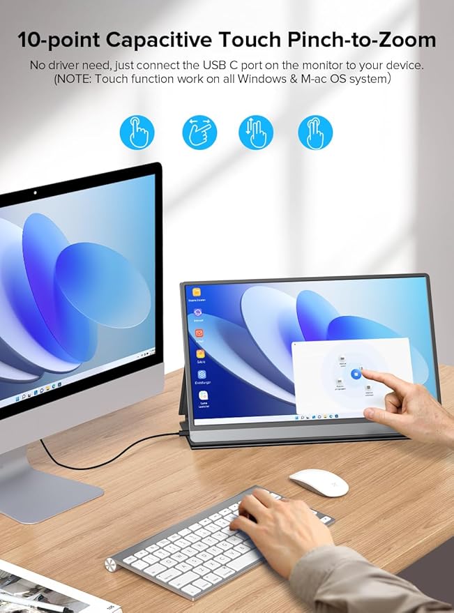 UPERFECT Portable Monitor Battery Touchscreen 120HZ | 15.6” 1ms Gaming Monitor - Image 3