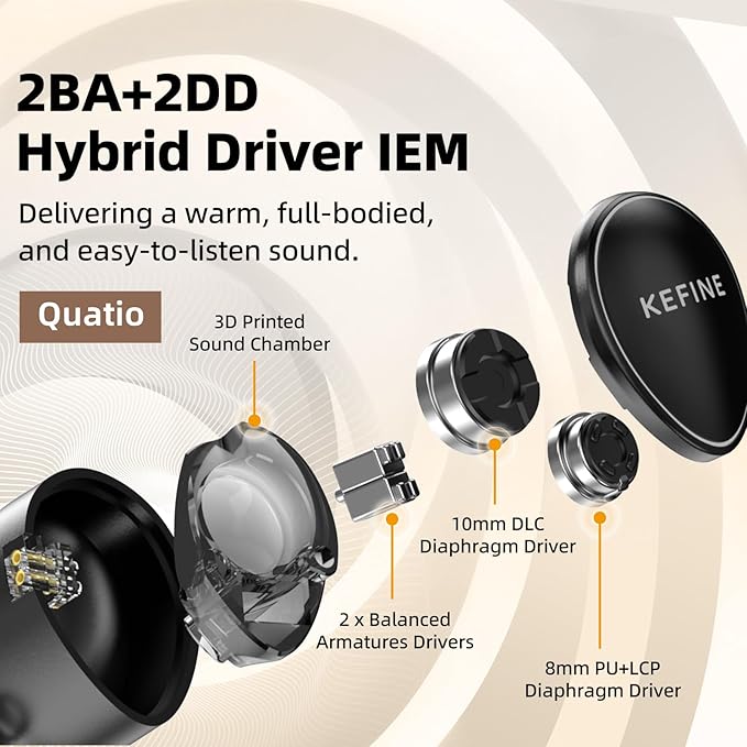 HiFiGo KEFINE Quatio in Ear Monitor, 2DD+2BA Hybrid IEMs - Image 2