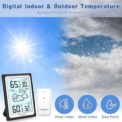 Geevon Large Display Digital Thermometer Hygrometer, Accurate Indoor Outdoor - Image 5