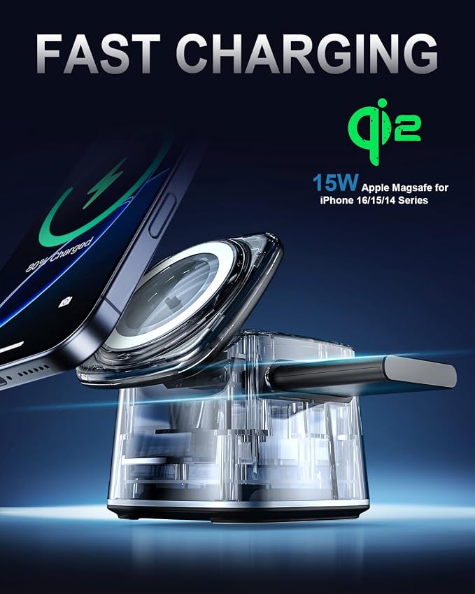 3 in 1 Charging Station for Apple Devices, Charger Stand for MagSafe, Qi2 15W - Image 2