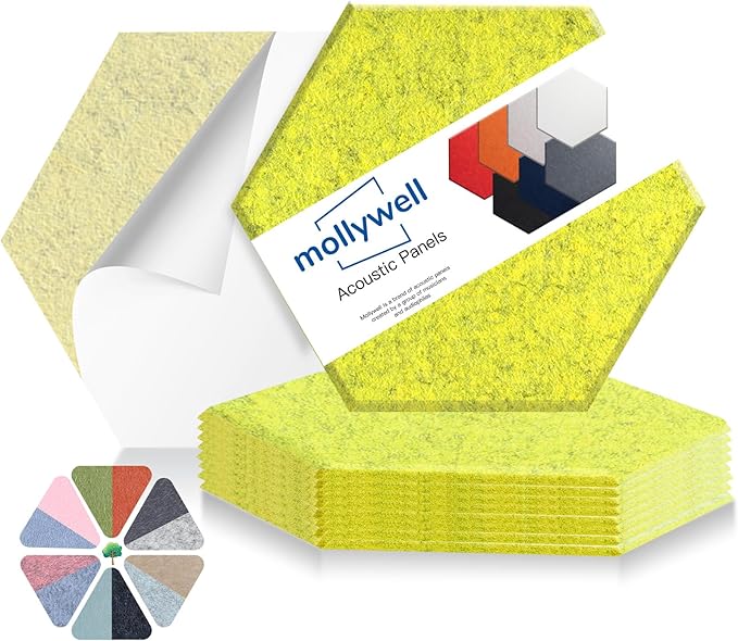 Mollywell Hexagon Acoustic Panels, High Density, Soundproofing, Decorative by Mollywell
