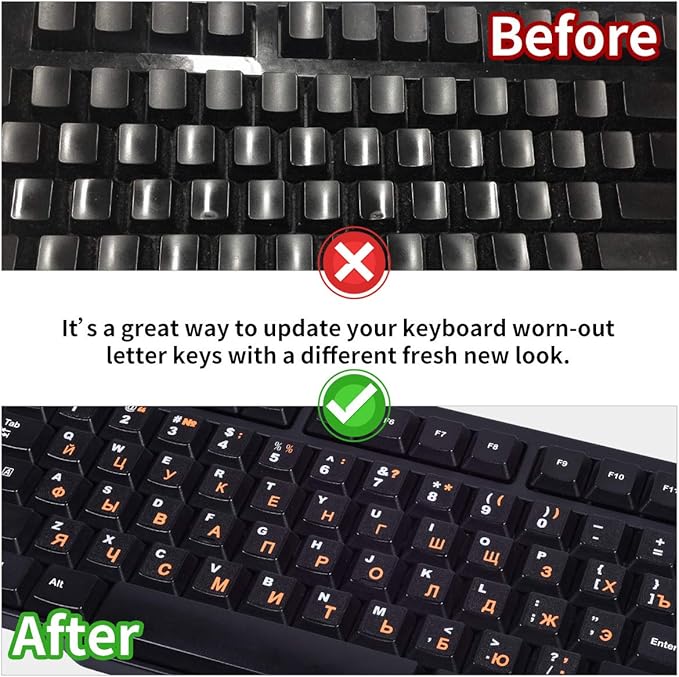 2PCS Russian Keyboard Stickers, Russian-English Keyboard Letters Replacement - Image 5