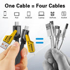 2Pack 4 in 1 Fast Charging Cable, Transferring Data, 6.65 Ft, Braided Cable 65W - Image 3