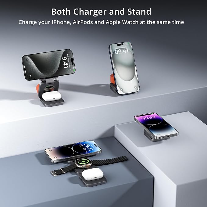 3-in-1 Wireless Charger Stand, LULULOOK 15W Magnetic Charger Wireless Fast - Image 2