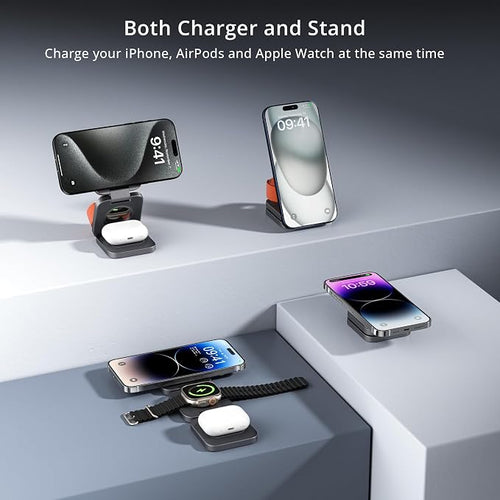 3-in-1 Wireless Charger Stand, LULULOOK 15W Magnetic Charger Wireless Fast - Image 2