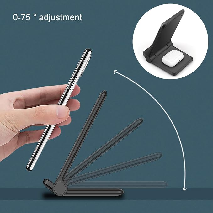 25W Wireless Charger, Foldable 2 in 1 Wireless Charging Station - Image 5