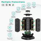 Power Strip Tower with USB Ports-AiJoy Surge Protector with 12 AC Outlet and 4 - Image 6
