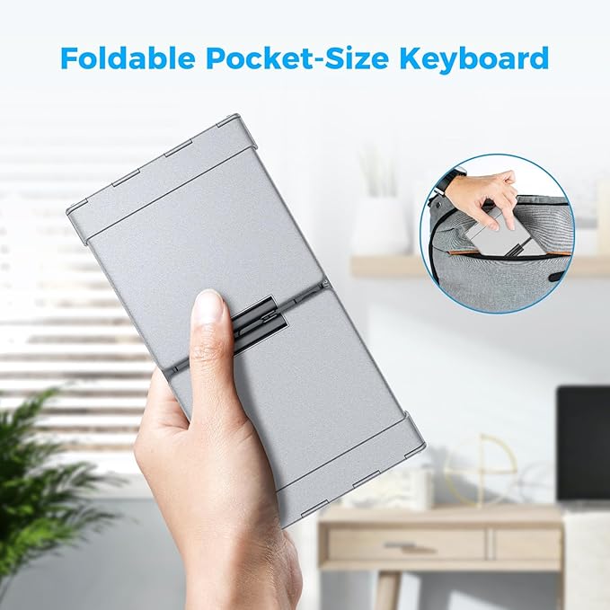 iClever Portable Keyboard, BK09 Foldable Bluetooth Keyboard - Image 5