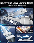 SHEZI 4-in-1 USB C Cable 60W 5FT Fast Charging Flat Nylon Braided Charger Cord - Image 5