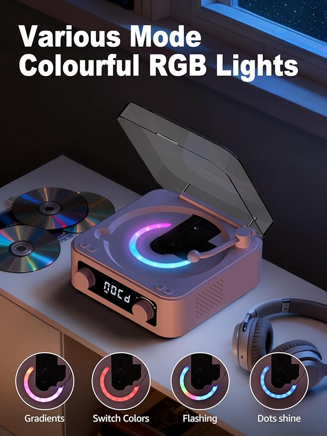 CD Player with Built-in Speakers Portable Bluetooth Input&Output Desktop CD - Image 2