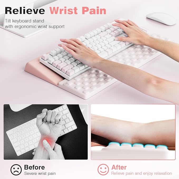 Ospelelf Ergonomic Keyboard Wrist Rest Pad Comfortable Keyboard Stand Riser - Image 2