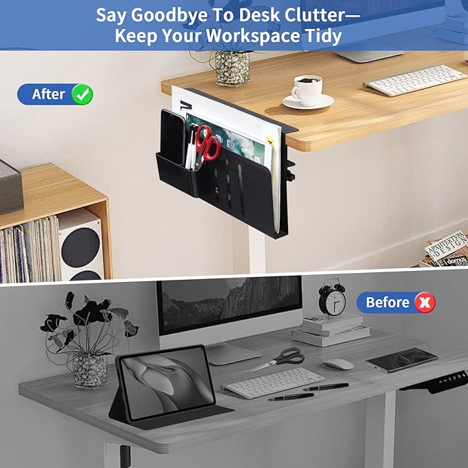 LUKETURE Laptop Holder, Steel Desk Side Storage, No Drill Standing Desk - Image 6
