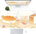 Cute Desk Mat Anime Cartoon Desk Pad Mouse Pad Kawaii Large Yellow Shiba Inu by DSKGSJH