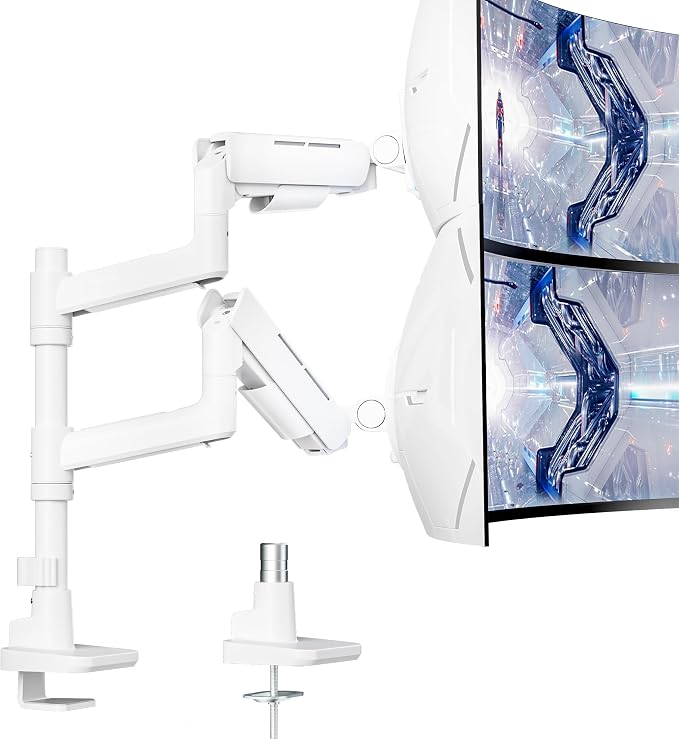 Vertical Dual Monitor Mount for 17-49 Inch Ultrawide Heavy Duty Curved Screen by ARESWING