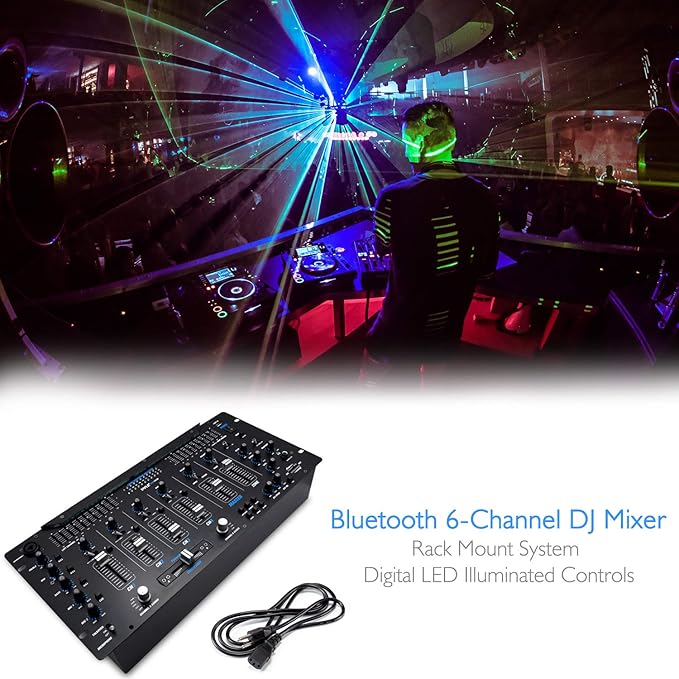 Pyle 6 Channel Mixer, Stereo Mixer, Professional Sound System, LED Illumination - Image 7
