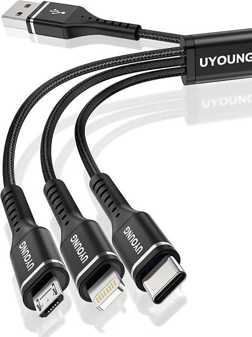 Short Multi Charging Cable 1FT 2Pack 3 in 1 Charger Cord Braided Universal by UYOUNG