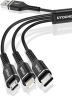 Short Multi Charging Cable 1FT 2Pack 3 in 1 Charger Cord Braided Universal by UYOUNG