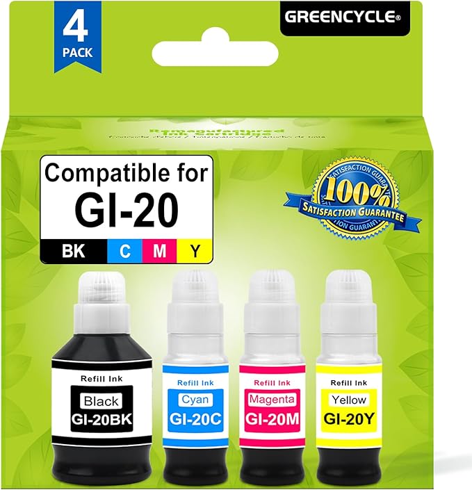 greencycle GI-20 GI20 Refill Ink Bottle Kit 4 Pack, Compatible by greencycle