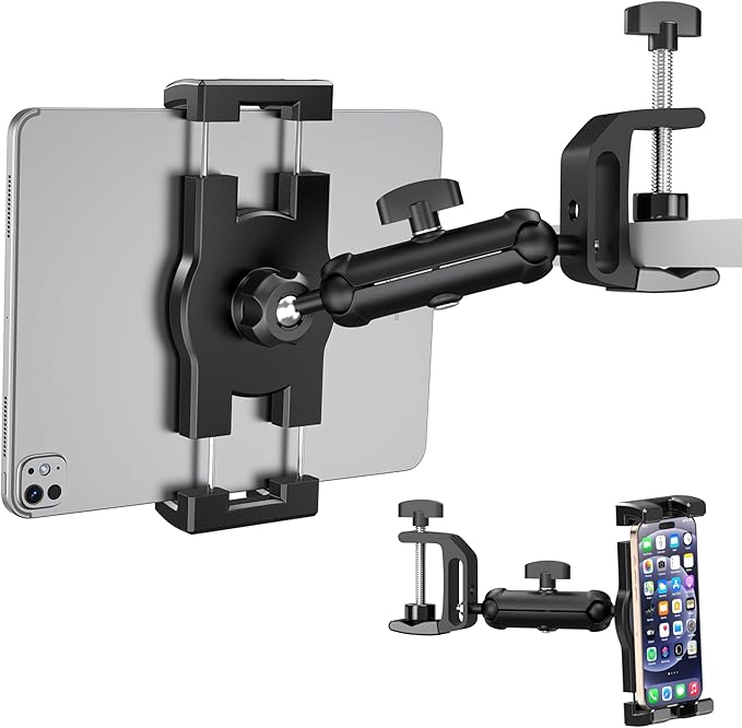iPad Under Cabinet Mount, Kitchen Tablet Mount Holder, iPad Desk Mount w/Clamp by TeQable