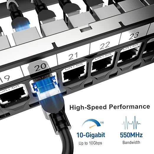 Jadaol 24 Port Shielded Patch Panel Rack or Wall Mount 19-Inch, 1U Cat6A - Image 2