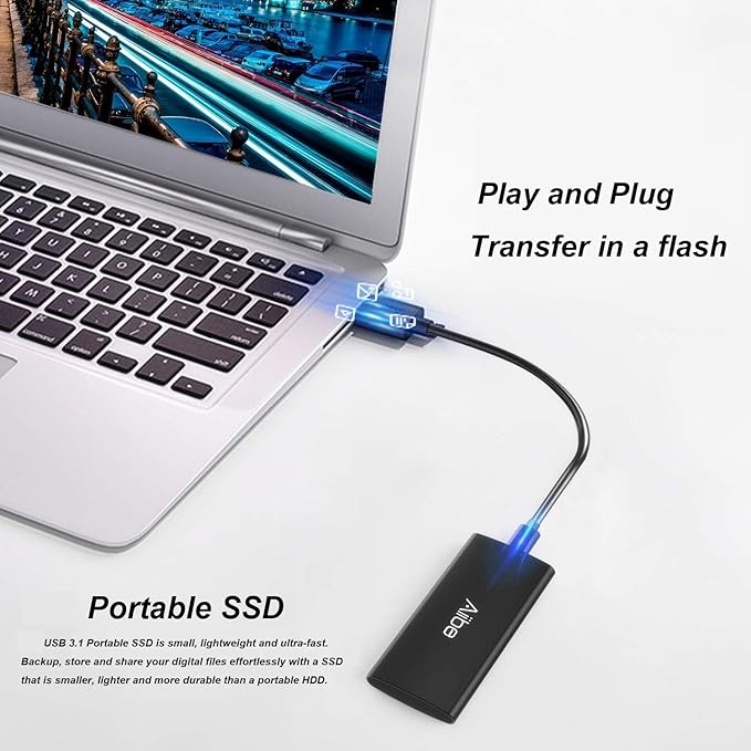 Aiibe External SSD 250GB External Hard Drive USB C Portable SSD, USB 3.1 - Image 2