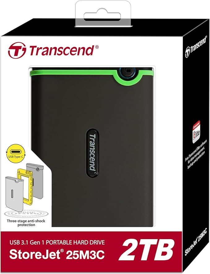 Transcend 2TB SJ25M3C, USB 3.1 Portable Hard Drive Rugged, Anti-Shock Resistant - Image 2