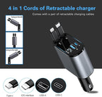 Retractable Car Charger, 66W 4 in 1 Super Fast Charging Car Phone Charger - Image 2