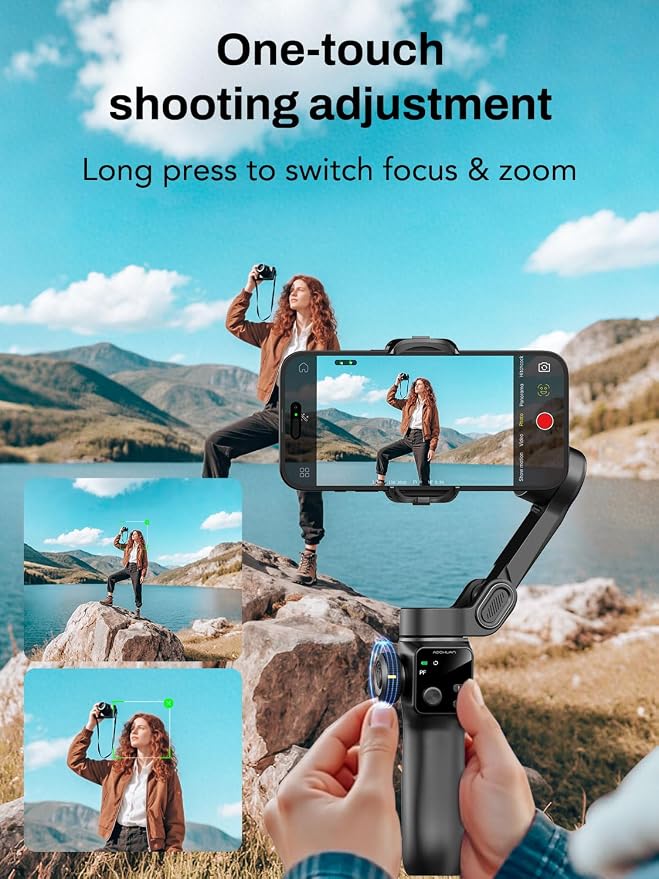 3-Axis Gimbal Stabilizer for iPhone, Smartphone Gimbal w/7.8" Extension Rod - Image 6