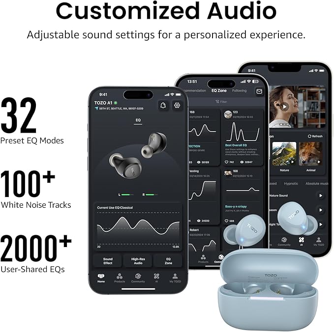 TOZO A1 Wireless Earbuds Bluetooth 5.3 Light Weight in Ear IPX5 Waterproof - Image 8