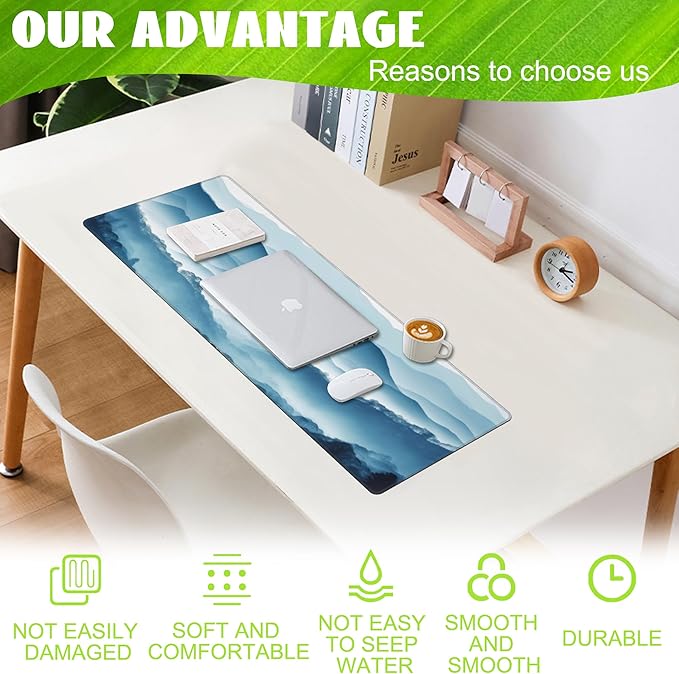Large Gaming Mouse Pad for Desk, Mountain Desk Mat, Misty Forest Mountains Desk - Image 4