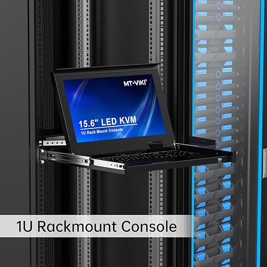 MT-VIKI 16 Port VGA KVM Console, 1U Rack Mount KVM Console w/15.6'' LCD Monitor - Image 5