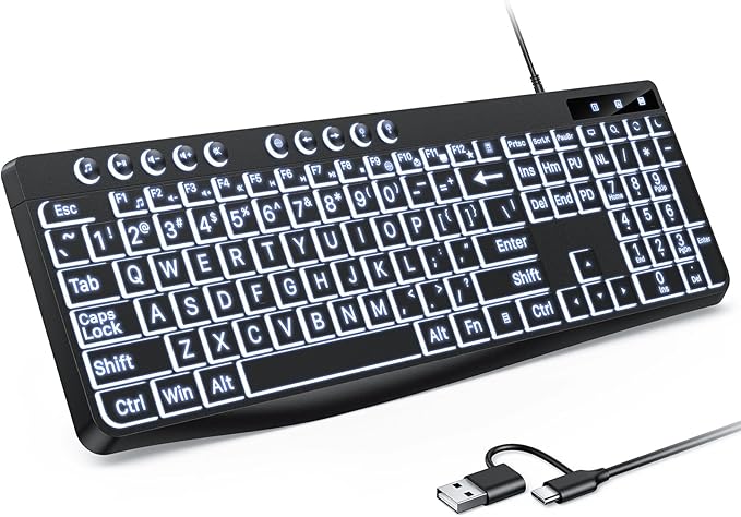 OMOTON Large Print Backlit Keyboard by OMOTON