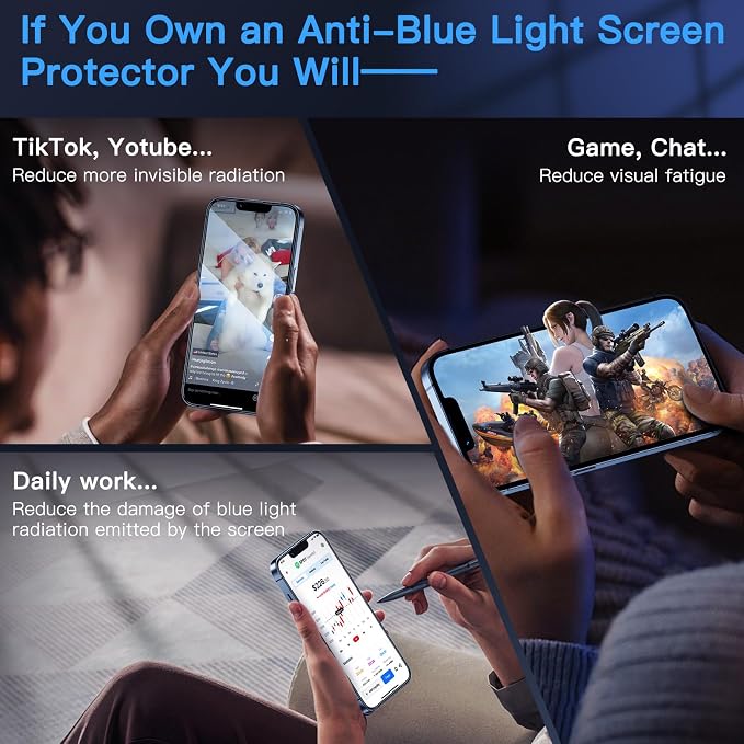 Uyiton Anti-Blue Light for iPhone 14 Plus/iPhone 13 Pro Max Screen Protector - Image 3