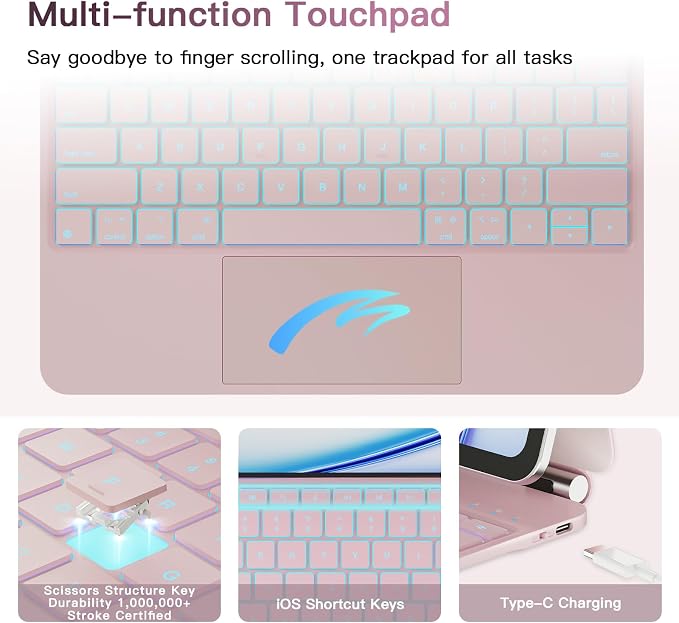 for iPad Air 13 inch Case with Keyboard, iPad Pro 12.9 Magic Keyboard, Springy - Image 6