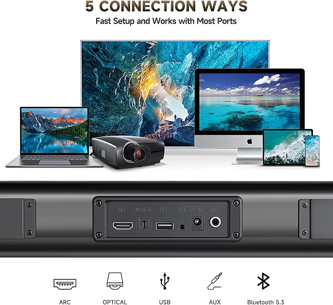 Sound Bar Speakers Bluetooth Wireless, TV Speakers Sound Bar Subwoofer - Image 2
